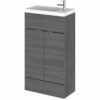 Fusion Compact Vanity Unit with Basin 500mm Wide - Anthracite Woodgrain - Hudson Reed