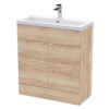 Fusion Floor Standing 2-Door Vanity Unit with Ceramic Basin 800mm Wide - Bleached Oak - Hudson Reed