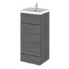 Fusion Floor Standing Vanity Unit with Basin 400mm Wide - Anthracite Woodgrain - Hudson Reed