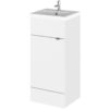 Fusion Floor Standing Vanity Unit with Basin 400mm Wide - Gloss White - Hudson Reed