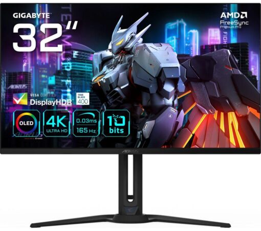 GIGABYTE AORUS FO32U 4K Ultra HD 31.5" QD-OLED Gaming Monitor - Black, Black