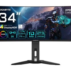 GIGABYTE MO34WQC Wide Quad HD 34" Curved OLED Gaming Monitor - Black, Black