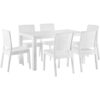 Garden Dining Set Table 6 Chairs Outdoor White Terrace Plastic Fossano