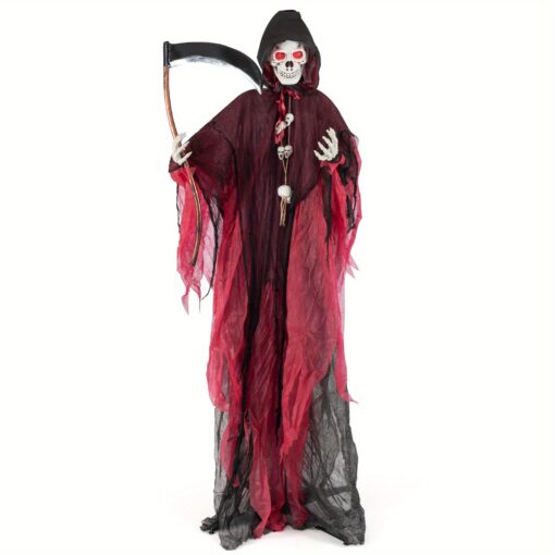 Goplus 8 Ft Standing Reaper, Activated Animatronic W/ Lighted & Terrifying Sounds, For