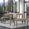 Grey Corona Linea table + 2 bench Set, 1xCRGTB5 + 2xCRG108