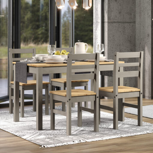 Grey Corona Linea table + 4 chair Set, 1xCRGTB5 + 2xCRG107 (2 pair)