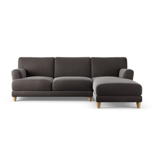 Habitat Askem Velvet Right Hand Corner Sofa - Grey - Ash Leg