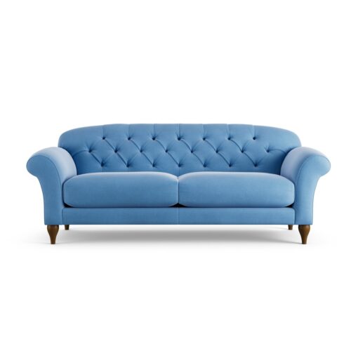 Habitat Brooker Velvet 4 Seater Sofa - Sky Blue - Dark Leg