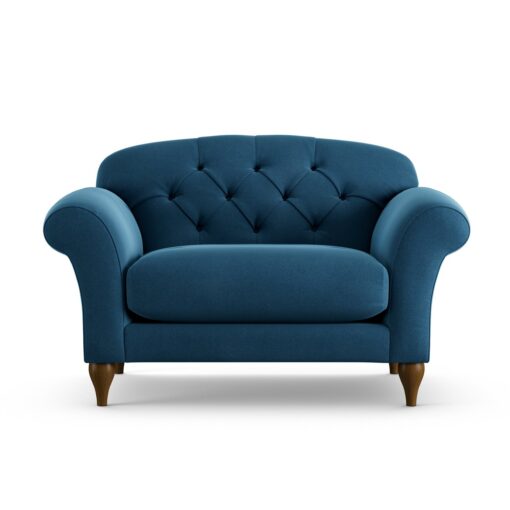 Habitat Brooker Velvet Cuddle Chair - Ink Blue - Dark Leg