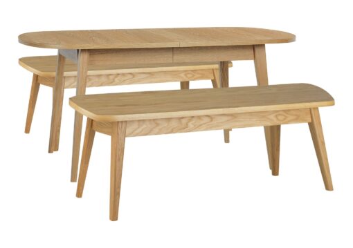 Habitat Etta Wood Veneer Dining Table & 2 Oak Benches