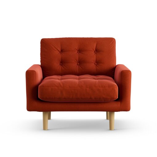 Habitat Fenner Velvet Armchair - Burnt Orange - Ash Leg