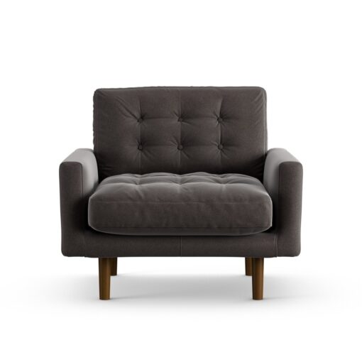 Habitat Fenner Velvet Armchair - Grey - Dark Leg