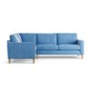 Habitat Flint Velvet Left Hand Corner Sofa-Sky Blue- Ash Leg