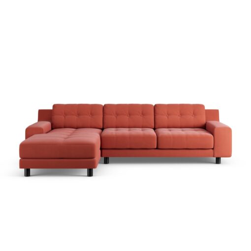 Habitat Hendricks Left Hand Corner Sofa - Papaya - Black Leg