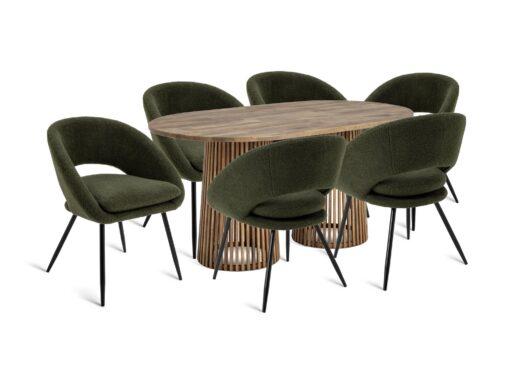 Habitat Jericho Solid Wood Dining Table & 6 Green Chairs