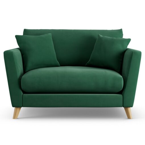 Habitat Lomond Fabric Cuddle Chair - Green - Ash Leg