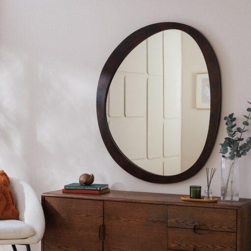 Habitat Mango Wood Irregular Wall Mirror - 120x100cm