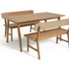 Habitat Nel Wood Veneer Dining Table & 2 Oak Benches