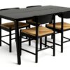 Habitat Nel Wood Veneer Dining Table & 4 Hanna Black Chairs