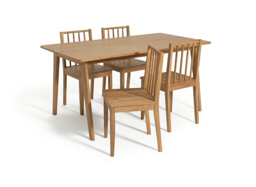 Habitat Nel Wood Veneer Dining Table & 4 Oak Chairs