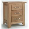 Hallowood Furniture Camberley Oak Bedside Table with 3 Drawers in Light Oak Finish - Side Table for Living Room & Hallway - Solid Wooden Table for