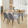 Hallowood Furniture Cullompton Large Dining Table and Chairs Set 4, Live Edge Effect Top Kitchen Table (120cm) and Grey Fabric Dining Chairs, Dining