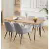 Hallowood Furniture Cullompton Large Dining Table and Chairs Set 4, Live Edge Effect Top Kitchen Table (160cm) and Grey Fabric Dining Chairs, Dining