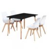 Halo Lorenzo Dining Set - a Black Wooden Dining Table and Set of 4 White Polypropylene Dining Chairs - Dining Room Kitchen