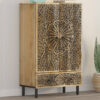 Highboard made of solid mango wood, measuring 60cm x 33cm x 100cm