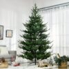 Homcom Artificial Christmas Tree, Pine Hinged Xmas Tree With 1939 Realistic Branches, Steel Base, Auto Open, Green