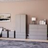 Home Discount - 4 Piece Denver Bedroom Set, 2 Drawer Large Bedside Chest x2, 8 Drawer Chest, 2 Door 2 Drawer Wardrobe, Grey