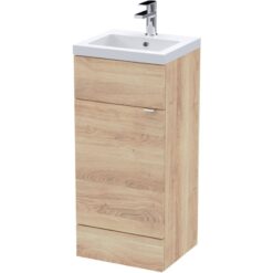 Hudson Reed Fusion Floor Standing 1-Door Vanity Unit with Basin 400mm Wide - Bleached Oak