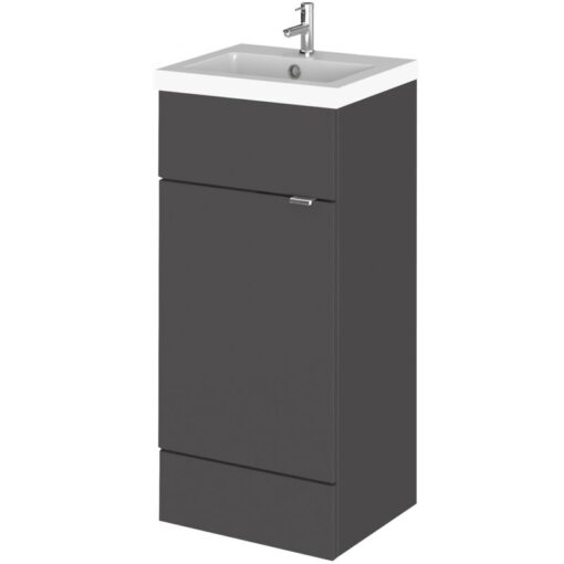 Hudson Reed Fusion Floor Standing Vanity Unit with Basin 400mm Wide - Gloss Grey