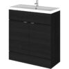 Hudson Reed Fusion Floor Standing Vanity Unit with Basin 800mm Wide - Charcoal Black Woodgrain