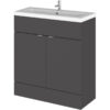 Hudson Reed Fusion Floor Standing Vanity Unit with Ceramic Basin 800mm Wide - Gloss Grey