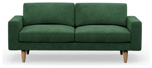 Hutch Velvet Block Arm 3 Seater Sofa - Sage Green