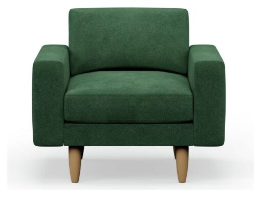 Hutch Velvet Block Arm Armchair - Sage Green