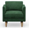 Hutch Velvet Curve Arm Armchair - Sage Green