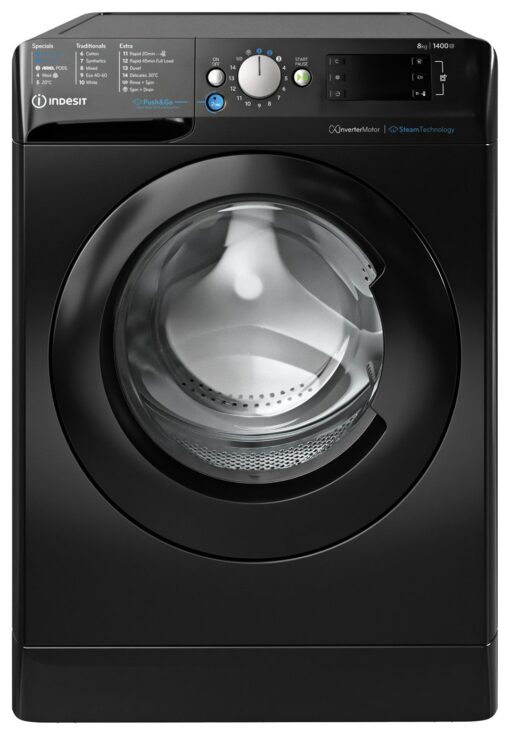 Indesit BWE81496XKVUK 8KG 1400 Spin Washing Machine - Black