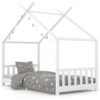 Kids Bed Frame White Solid Pine Wood 90x200 cm vidaXL