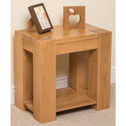 Kuba Solid Oak Lamp Table for Living Room