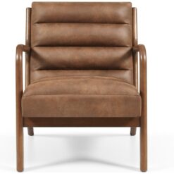 Kyoto Leah Faux Leather Ribbed Chair - Brown