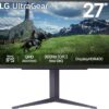 LG UltraGear 27GS85Q-B.AEK Quad HD 27" Nano IPS Gaming Monitor - Dark Grey, Black,Silver/Grey