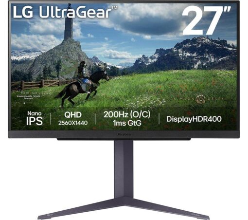 LG UltraGear 27GS85Q-B.AEK Quad HD 27" Nano IPS Gaming Monitor - Dark Grey, Black,Silver/Grey