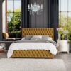 LLB Seren Velvet Small Double Ottoman Bedframe - Ochre