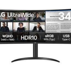 Lg UltraWide 34WR55QK-B.AEK Quad HD 34" Curved VA LCD Monitor - Black, Black