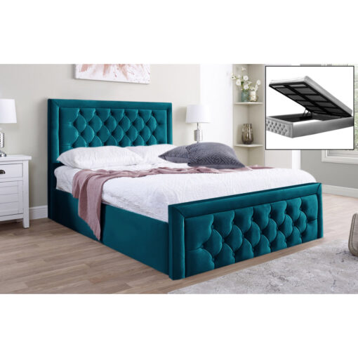 Lillias Velvet Ottoman Bed