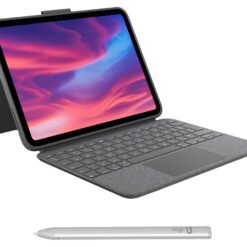 Logitech Combo Touch 10.9" iPad Keyboard Folio & Crayon (2nd Gen) Digital Pencil for iPad Bundle, Silver/Grey