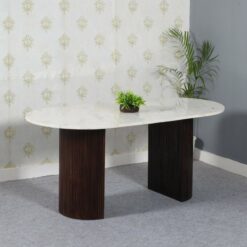 Luxor Mango Wood Dining Table Set 170Cm With Marble Top And 4 Chairs