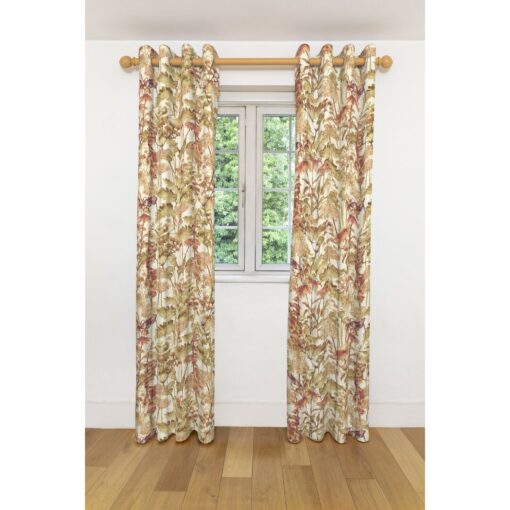 Marlow Home Co. Wildflower Tailored Curtains (Pair) | Width 228Cm (90") X 228Cm (90") Pencil Pleat Fully Lined | Cotton Print - Spice Orange